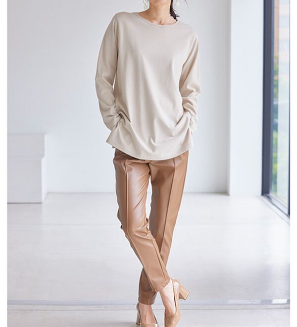 RANAN（ラナン）の「＜ＢＣ＞綿１００％&times;吸湿発熱！あったか裾スリットロングプルオーバー（カットソー）」｜詳細画像