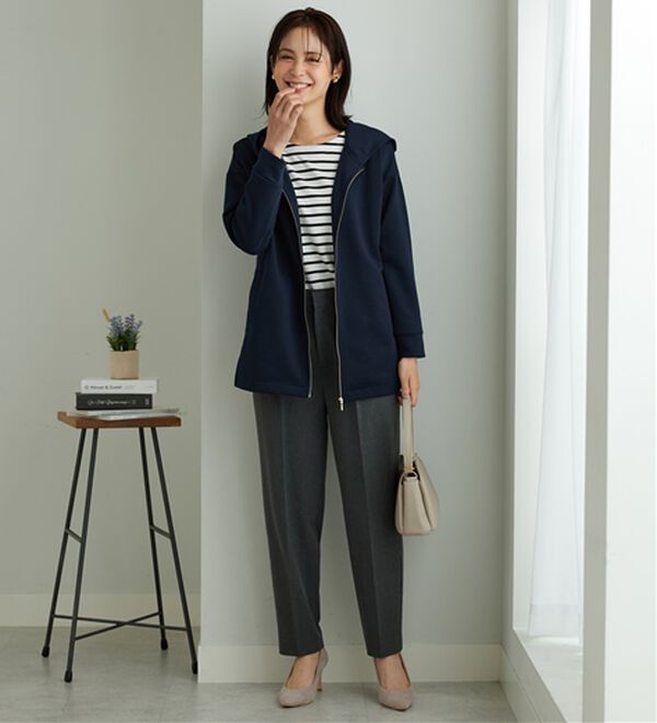 BELLUNA（ベルーナ）の「フードデザインとろみ素材ジップアップパーカー（パーカー）」｜詳細画像