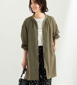 BELLUNA（ベルーナ）の「とろみ素材イージーケアロング丈ジャケット（その他ジャケット）」｜カーキ