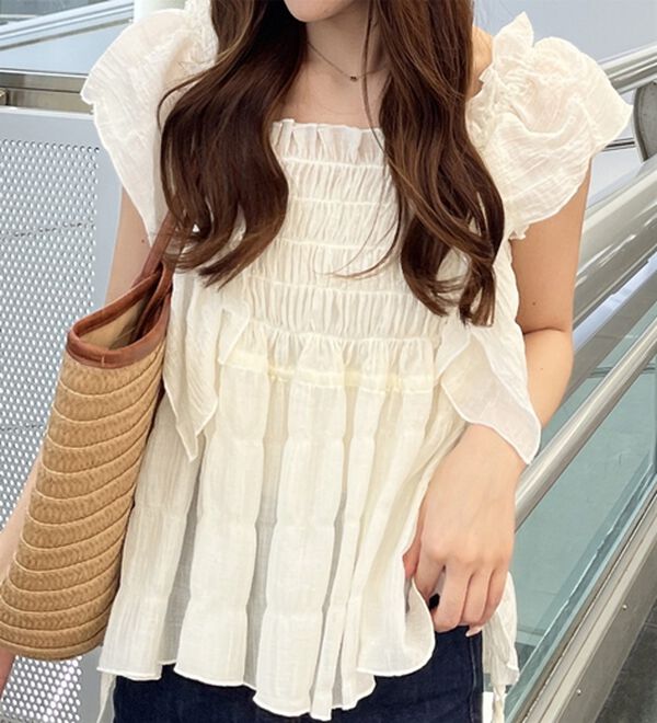 アンティークベア フリルシャーリングブラウス - ベルーナ【公式】