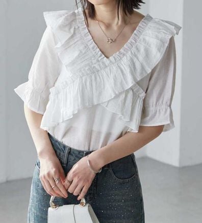 RANAN（ラナン）の「オフショルフリルブラウス（ブラウス）」