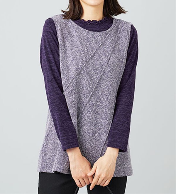 BELLUNA（ベルーナ）の「ブークレ素材タックデザインアンサンブル（アンサンブル）」｜詳細画像