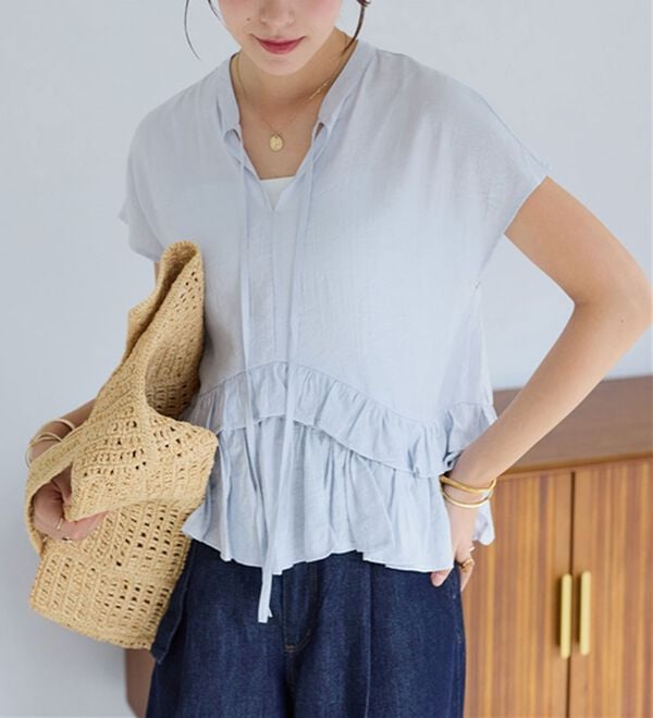 alotta（アロッタ）の「裾ティアードキーネックブラウス（ブラウス）」｜詳細画像