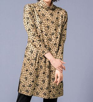 VINNO（ヴィノ）の「＜ＭＵＬＨＯＵＳＥ＞超長綿ゆったりリラクシングワンピ（カットソーワンピース）」｜ベージュ系花柄