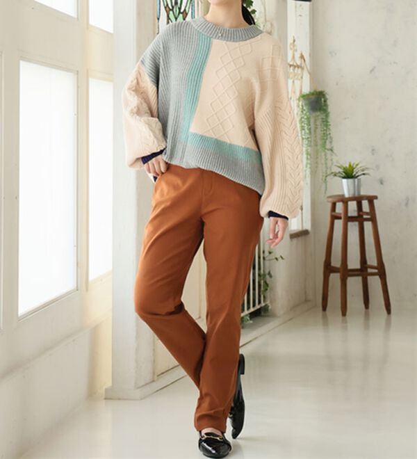 A HAPPY MARILYN（アハッピーマリリン）の「【Ｌ～５Ｌ】楽・暖・美脚！ストレッチ裏起毛パンツ（フルレングスパンツ）」｜詳細画像