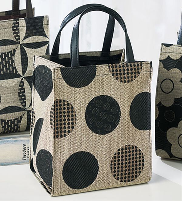 「尾州織　ジャカード手提げバッグ（ハンドバッグ）」｜ドット