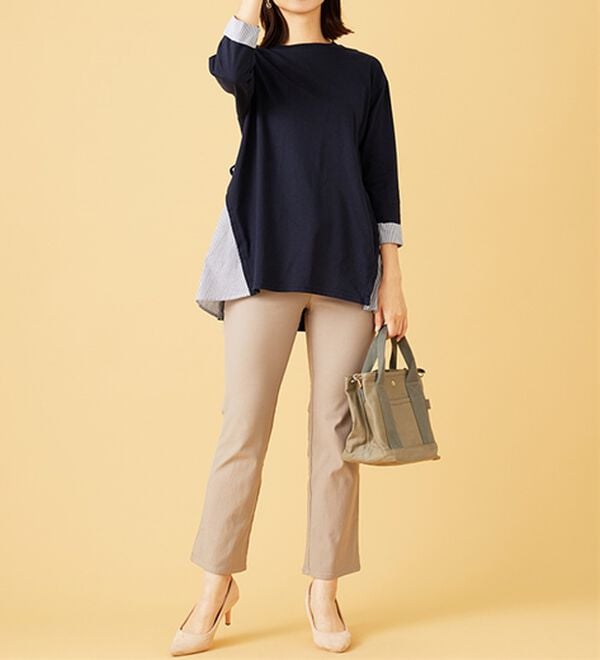 BELLUNA（ベルーナ）の「サイドリボンデザイン異素材切替チュニック（チュニック）」｜詳細画像