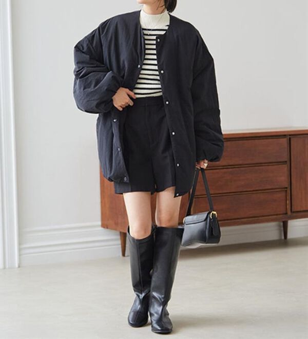 RANAN（ラナン）の「ノーカラーオーバーサイズ中わたブルゾン（ハーフコート）」｜詳細画像