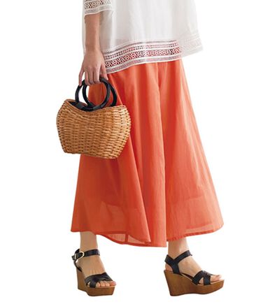 BELLUNA（ベルーナ）の「コットンボイル１００％カラーパンツ（ワイドパンツ・ガウチョ）」