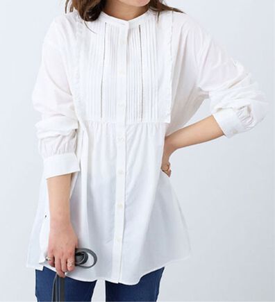 BELLUNA（ベルーナ）の「フリル使いピンタックシャツチュニック（チュニック）」