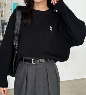 RANAN（ラナン）の「＜U.S.POLO ASSN.＞刺繍スウェットライクニット（ニット・セーター）」｜ブラック