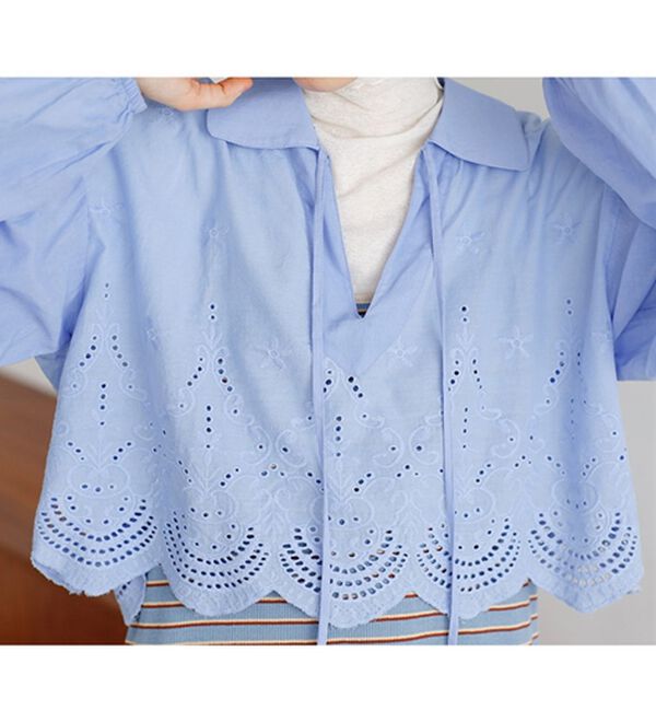 GeeRA（ジーラ）の「刺しゅうデザインショート丈ブラウス（ブラウス）」｜詳細画像