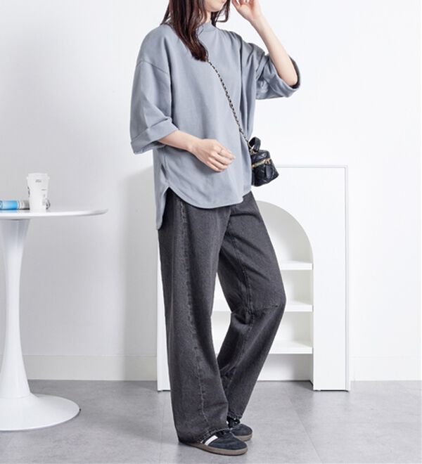 Viola e Viola（ヴィオラ エ ヴィオラ）の「【ビバリーヒルズポロクラブ】ミニ裏毛ロールアップワイドTシャツ（Tシャツ）」｜詳細画像