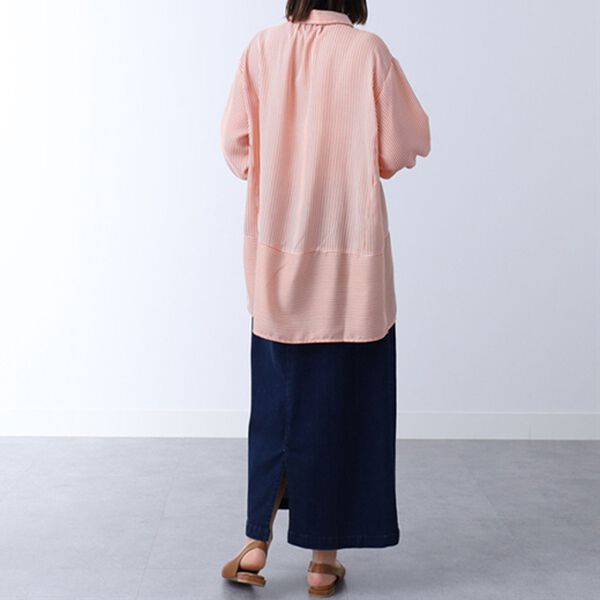 BELLUNA（ベルーナ）の「ストライプ切替デザインシャツチュニック（チュニック）」｜詳細画像