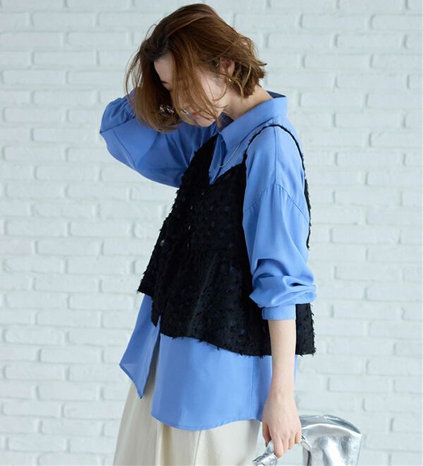 BELLUNA（ベルーナ）の「イージーケア！とろみ素材ビッグシャツ（シャツ）」｜詳細画像