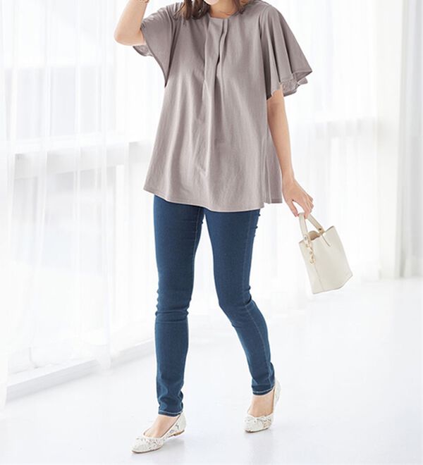 alotta（アロッタ）の「【接触冷感】フロントタックフレアー袖チュニック（チュニック）」｜詳細画像