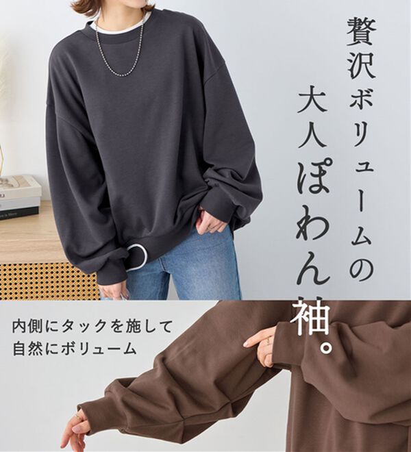 Viola e Viola（ヴィオラ エ ヴィオラ）の「袖ボリューム裏毛スウェットトップス（カットソー）」｜詳細画像