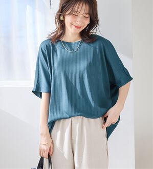 Viola e Viola（ヴィオラ エ ヴィオラ）の「ひんやり多機能ランダムテレコドルマントップス（カットソー）」｜ブルーグリーン