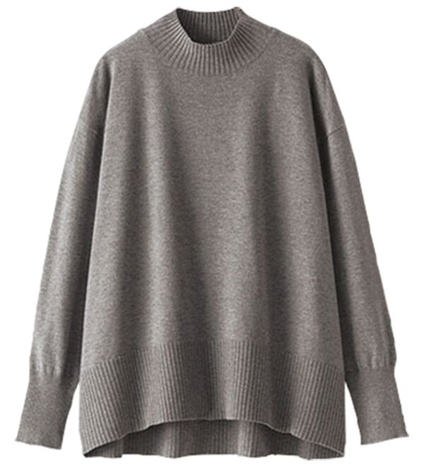 BELLUNA（ベルーナ）の「もちもちハイネックゆったりニットプルオーバー（ニット・セーター）」｜杢チャコール
