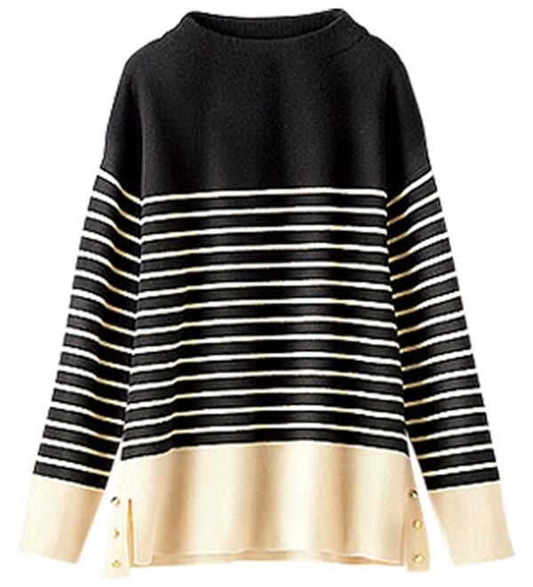 BELLUNA（ベルーナ）の「金ボタン使い配色ニットプルオーバー（ニット・セーター）」｜詳細画像