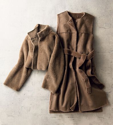 VINNO（ヴィノ）の「マルチウェイフェイクムートンファーコート（ロングコート）」