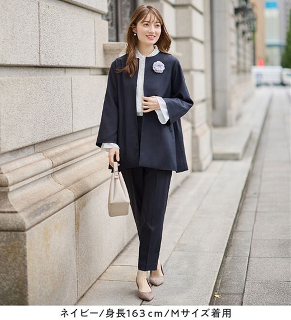 alotta（アロッタ）の「【３点セット】洗える！Ａラインロングジャケットスーツ（パンツスーツ）」｜詳細画像