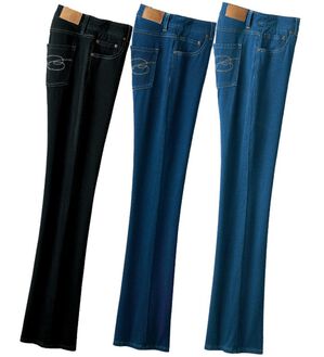 ルフラン（ルフラン）の「【３本組】楽してきれい！さらっと快適ニットデニム　ブーツカット（フルレングスパンツ）」｜詳細画像