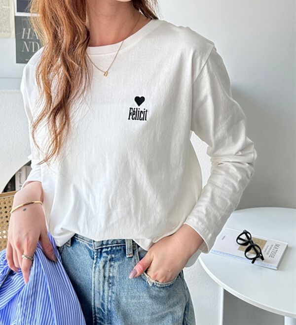 GeeRA（ジーラ）の「ハートデザイン刺繍ロンＴ（カットソー）」｜詳細画像