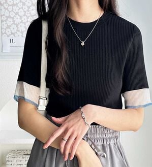 GeeRA（ジーラ）の「『ドラマ着用商品』 袖口シアーリブニット（ニット・セーター）」｜詳細画像