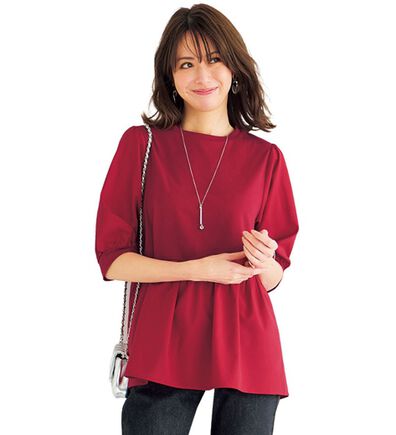 BELLUNA（ベルーナ）の「異素材切替ペプラムチュニック（チュニック）」