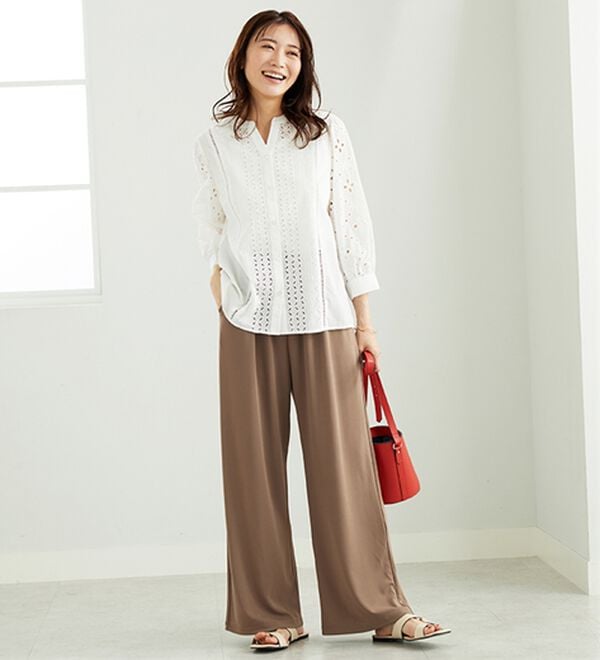 BELLUNA（ベルーナ）の「花柄レース切替デザインブラウス（ブラウス）」｜詳細画像