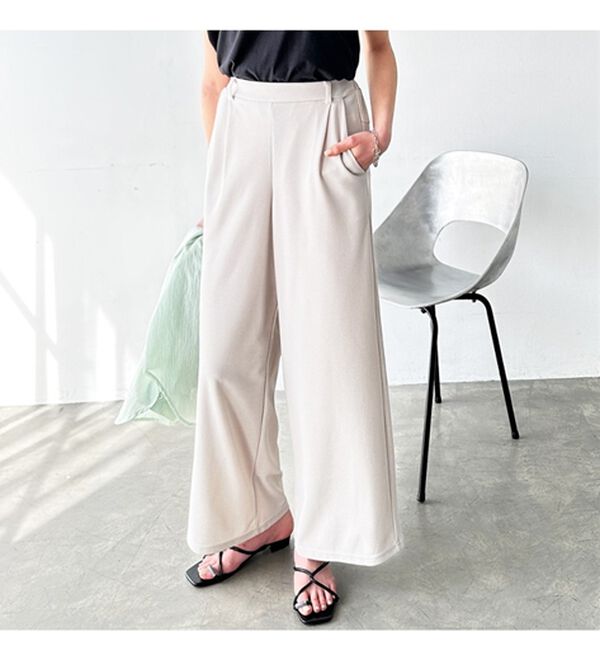 GeeRA（ジーラ）の「接触冷感！美脚ストレッチワイドパンツ（ワイドパンツ・ガウチョ）」｜詳細画像