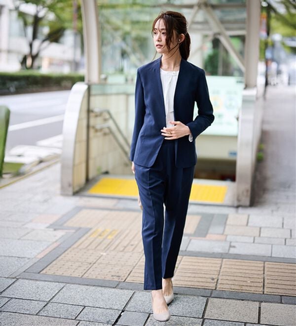 RANAN（ラナン）の「【選べる衿】洗える！春夏ロングシーズン着用可能ベーシック２点ライトスーツ（パンツスーツ）」｜詳細画像