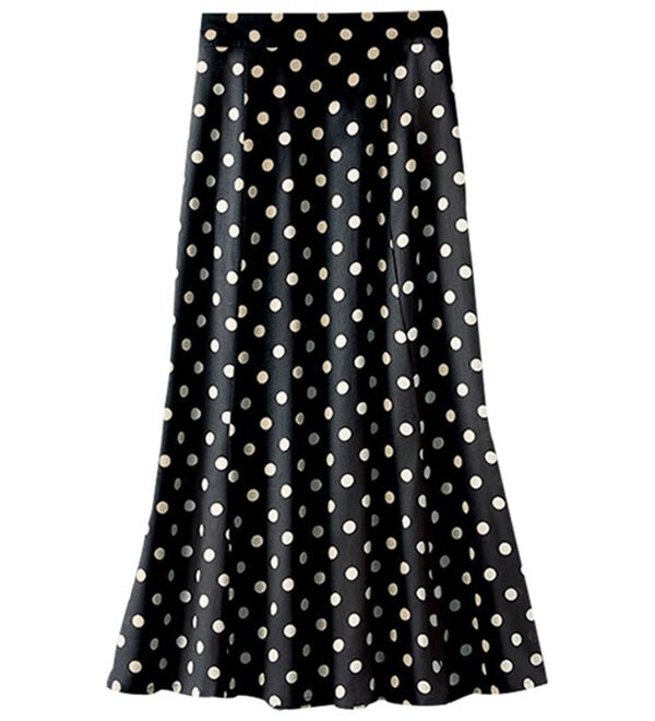 BELLUNA（ベルーナ）の「麻混素材ドット柄フレアースカート（ロングスカート）」｜詳細画像