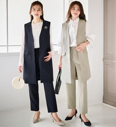 RANAN（ラナン）の「【２点セット】防シワ！ロングジレセットアップ（パンツスーツ）」