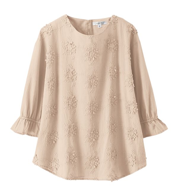 BELLUNA（ベルーナ）の「【店舗・ネット限定】モチーフレース使い袖ギャザーブラウス（ブラウス）」｜詳細画像