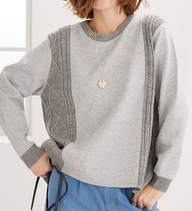 BELLUNA（ベルーナ）の「ケーブル柄ニット切替プルオーバー（カットソー）」