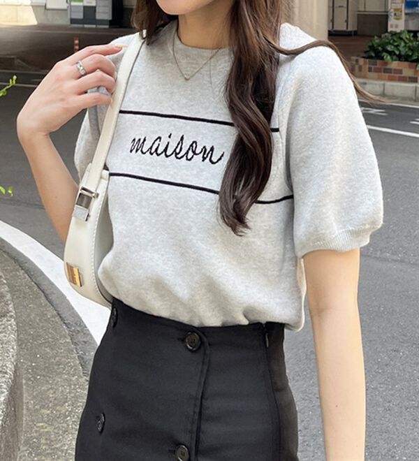 GeeRA（ジーラ）の「ロゴサマージャガードニット（ニット・セーター）」｜グレー