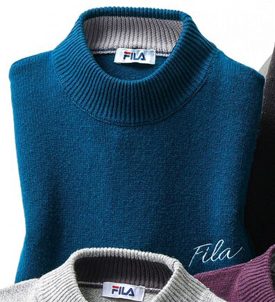 「＜フィラ＞洗えるウール１００％ハイネックセーター（メンズニット・セーター）」