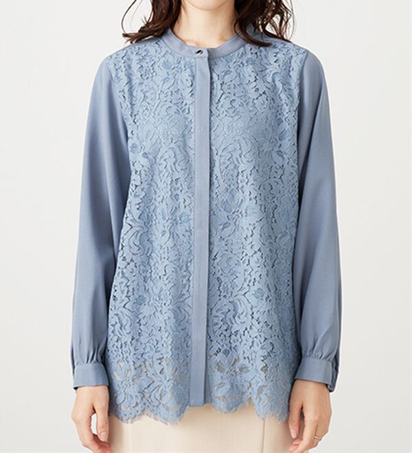 BELLUNA（ベルーナ）の「上品スカラップレース使いシャツチュニック（チュニック）」｜詳細画像