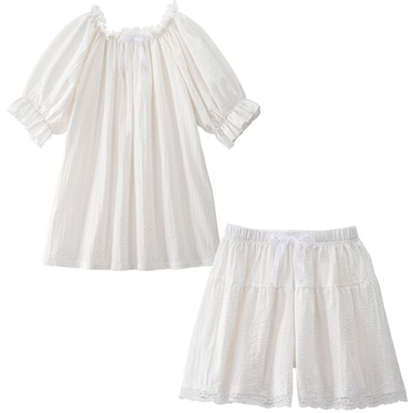 YU'NOW（ユナウ）の「【上下２点セット】スクエアネックドビーストライプパジャマ（パジャマ・ルームウェア）」｜詳細画像