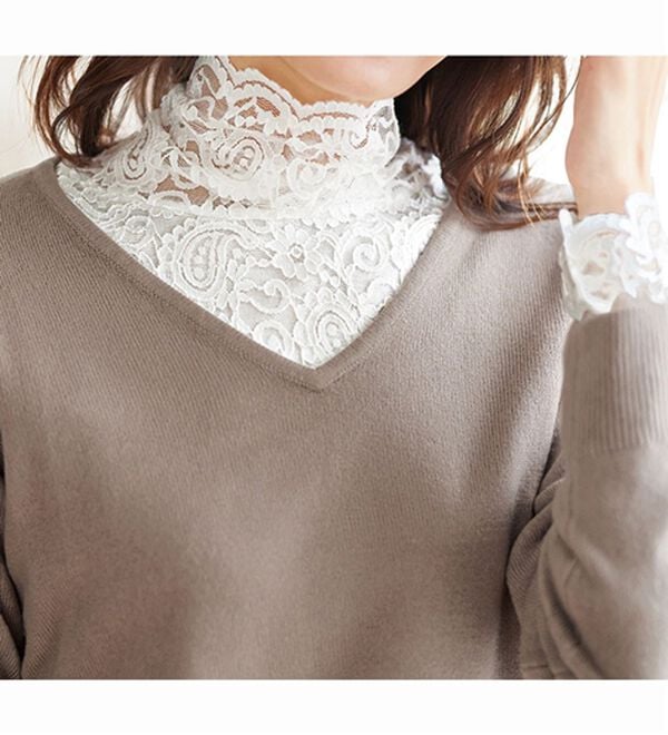 BELLUNA（ベルーナ）の「レース使い吸湿発熱プルオーバー（カットソー）」｜詳細画像