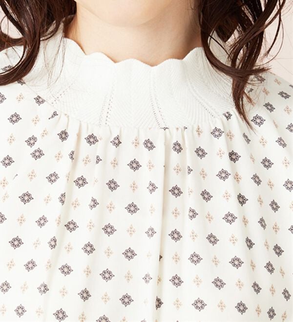 BELLUNA（ベルーナ）の「衿＆袖ニット使い美人顔ブラウス（ブラウス）」｜詳細画像