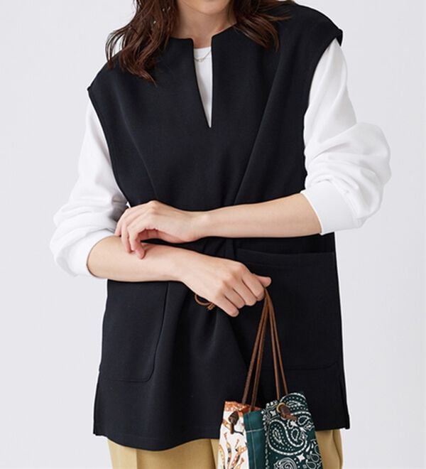 BELLUNA（ベルーナ）の「【2点セット】静電気防止インナー付ベストアンサンブル（アンサンブル）」｜詳細画像