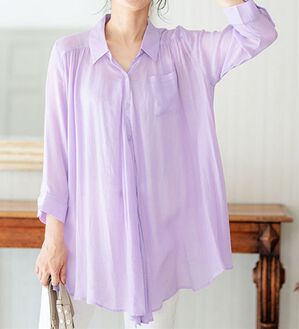 BELLUNA（ベルーナ）の「スラブ素材ドレープシャツチュニック（チュニック）」｜ラベンダー