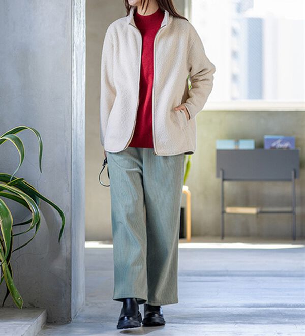 BELLUNA（ベルーナ）の「裏フリースボア素材スタンドネックブルゾン（ブルゾン）」｜詳細画像