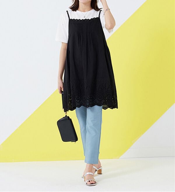 BELLUNA（ベルーナ）の「刺しゅう使いキャミチュニックアンサンブル（チュニック）」｜詳細画像