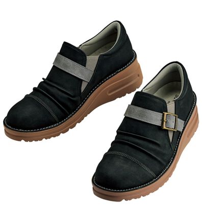 ルフラン（ルフラン）の「サッと履けるはっ水４Ｅ配色ベルトシューズ（フラットシューズ）」