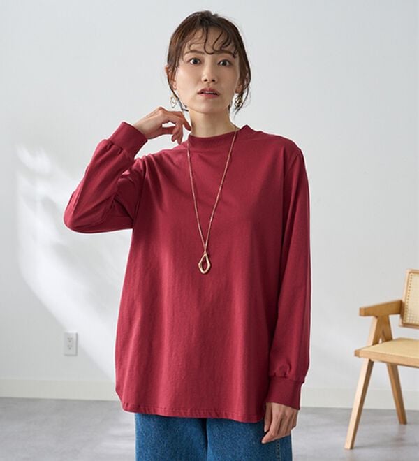 BELLUNA（ベルーナ）の「綿１００腰まわりゆったりリブデザインチュニック（カットソー）」｜詳細画像