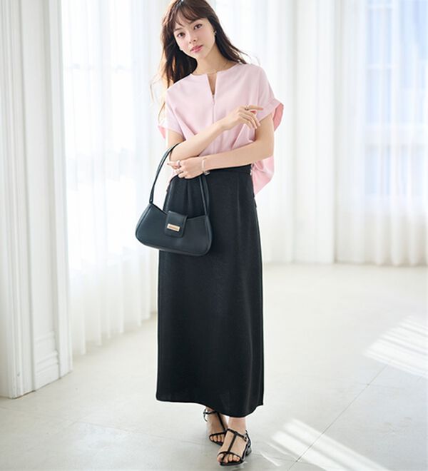 RANAN（ラナン）の「【汗シミ防止】ひんやり&防シワ前後2WAYハーフジップブラウス（ブラウス）」｜詳細画像